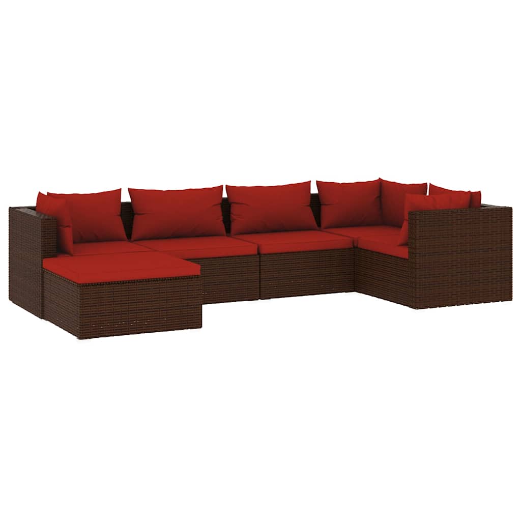 6 részes barna polyrattan kerti ülőgarnitúra párnákkal 2