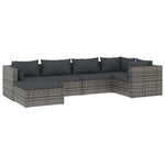 6 részes szürke polyrattan kerti ülőgarnitúra párnákkal 2