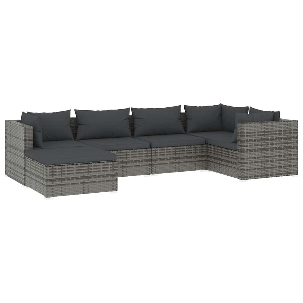 6 részes szürke polyrattan kerti ülőgarnitúra párnákkal 2