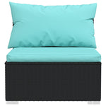 7 részes fekete polyrattan kerti ülőgarnitúra párnákkal 5