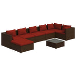 8 részes barna polyrattan kerti ülőgarnitúra párnákkal 2