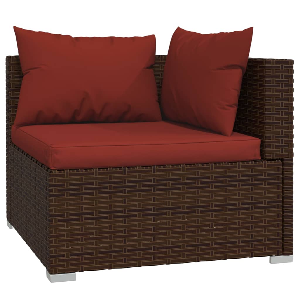 8 részes barna polyrattan kerti ülőgarnitúra párnákkal 5