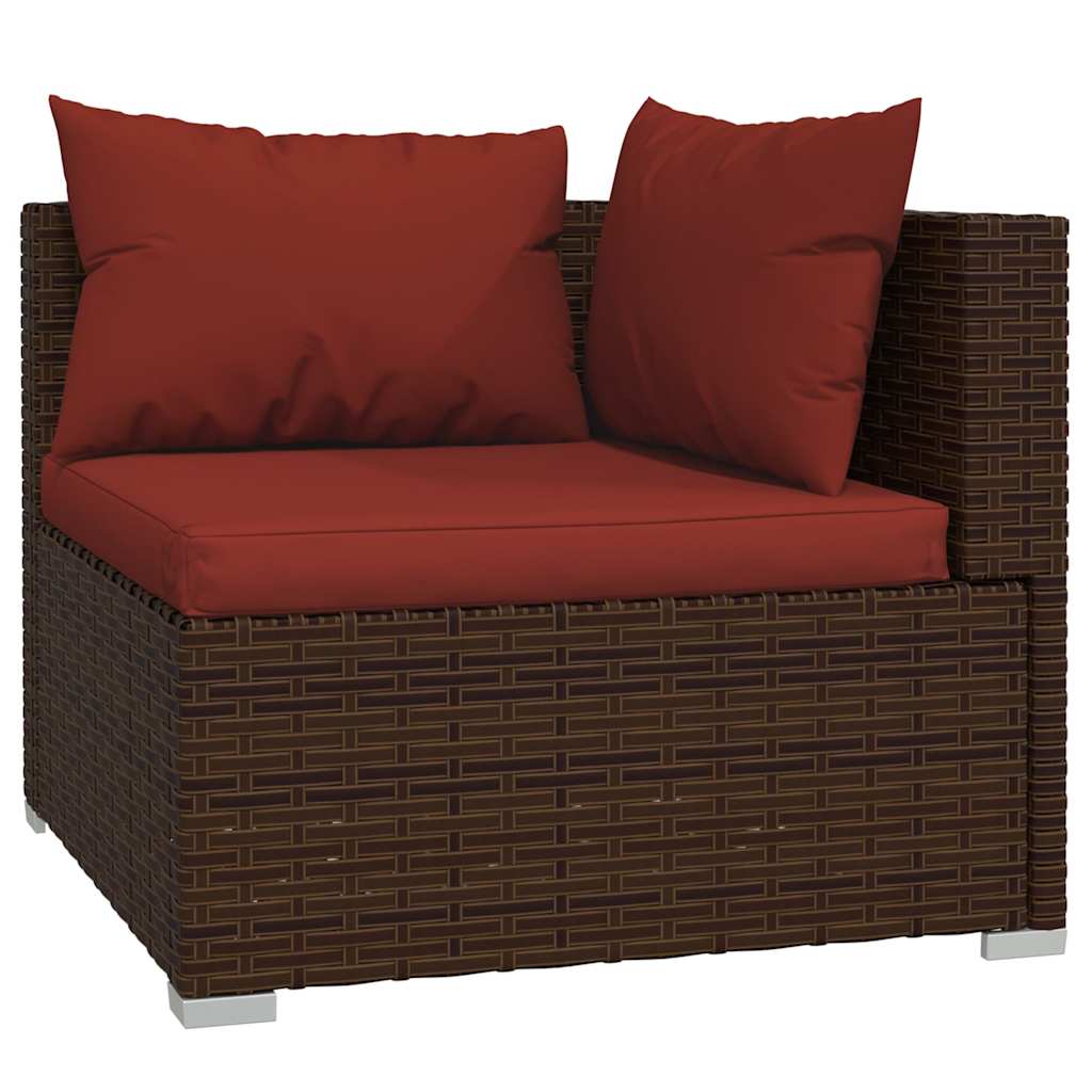 7 részes barna polyrattan kerti ülőgarnitúra párnákkal 3