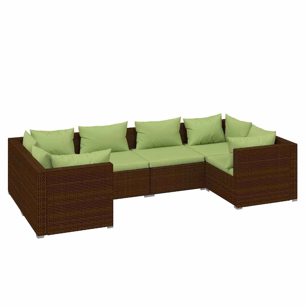 6 részes barna polyrattan kerti ülőgarnitúra párnákkal 2