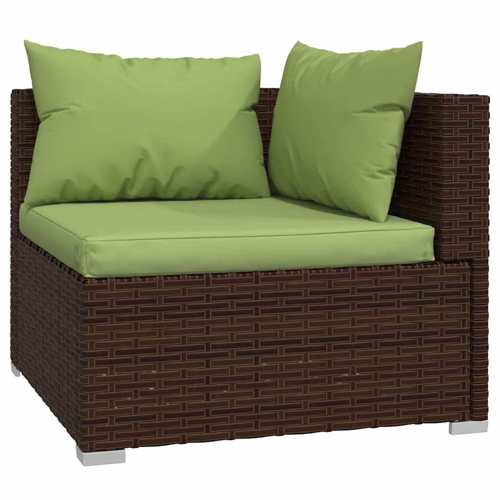 6 részes barna polyrattan kerti ülőgarnitúra párnákkal 6