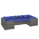 6 részes szürke polyrattan kerti ülőgarnitúra párnákkal 2