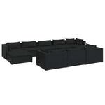 10 részes fekete polyrattan kerti ülőgarnitúra párnákkal 2