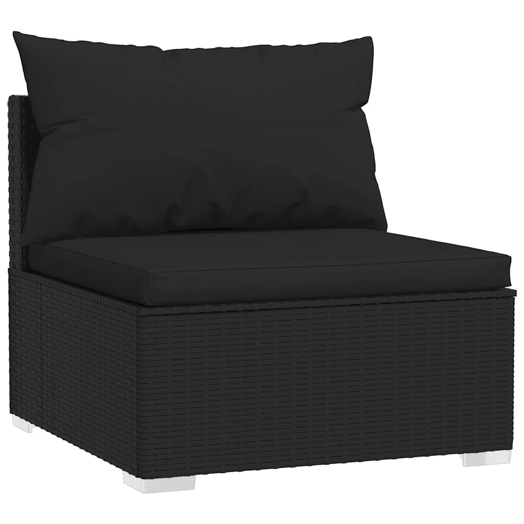 10 részes fekete polyrattan kerti ülőgarnitúra párnákkal 3