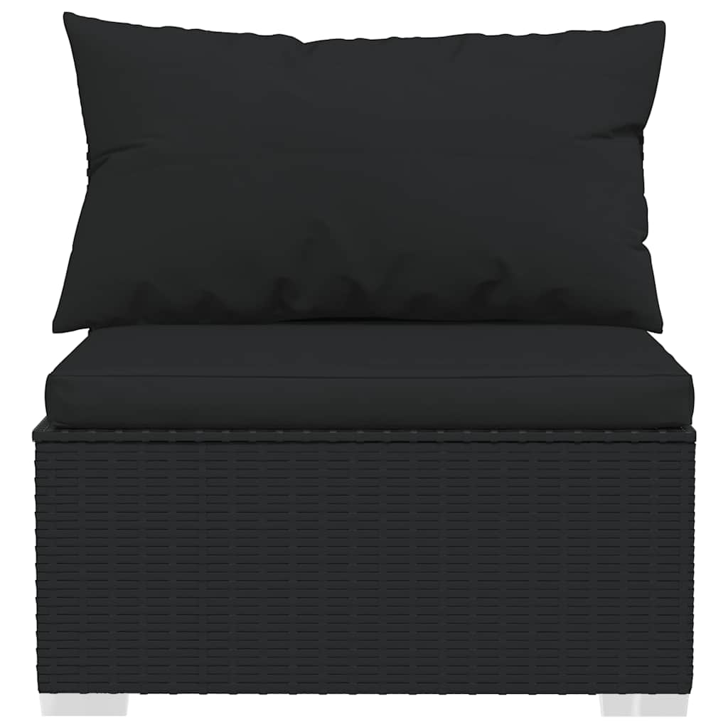 10 részes fekete polyrattan kerti ülőgarnitúra párnákkal 4