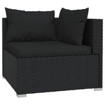 10 részes fekete polyrattan kerti ülőgarnitúra párnákkal 5