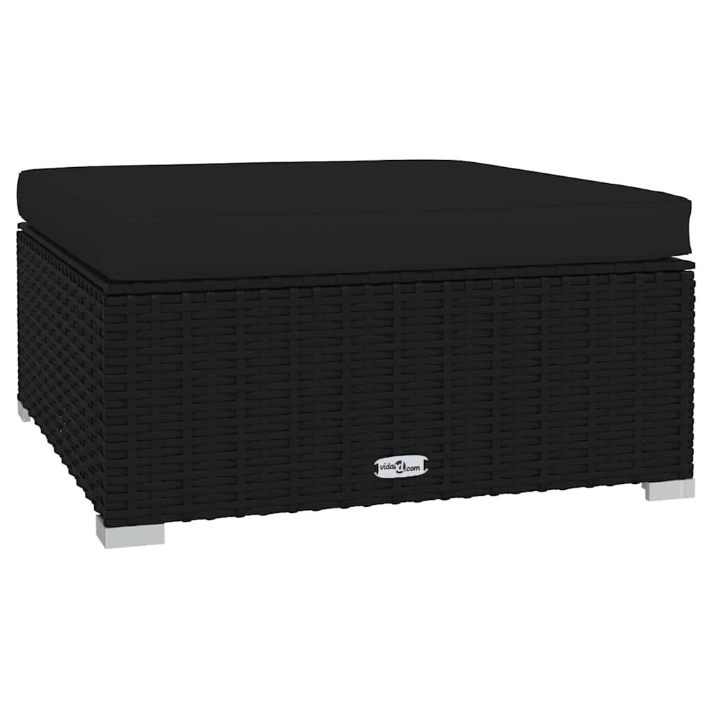 10 részes fekete polyrattan kerti ülőgarnitúra párnákkal 7
