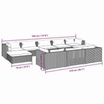 10 részes fekete polyrattan kerti ülőgarnitúra párnákkal 9
