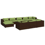 10 részes barna polyrattan kerti bútorszett párnákkal 2