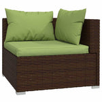 10 részes barna polyrattan kerti bútorszett párnákkal 5