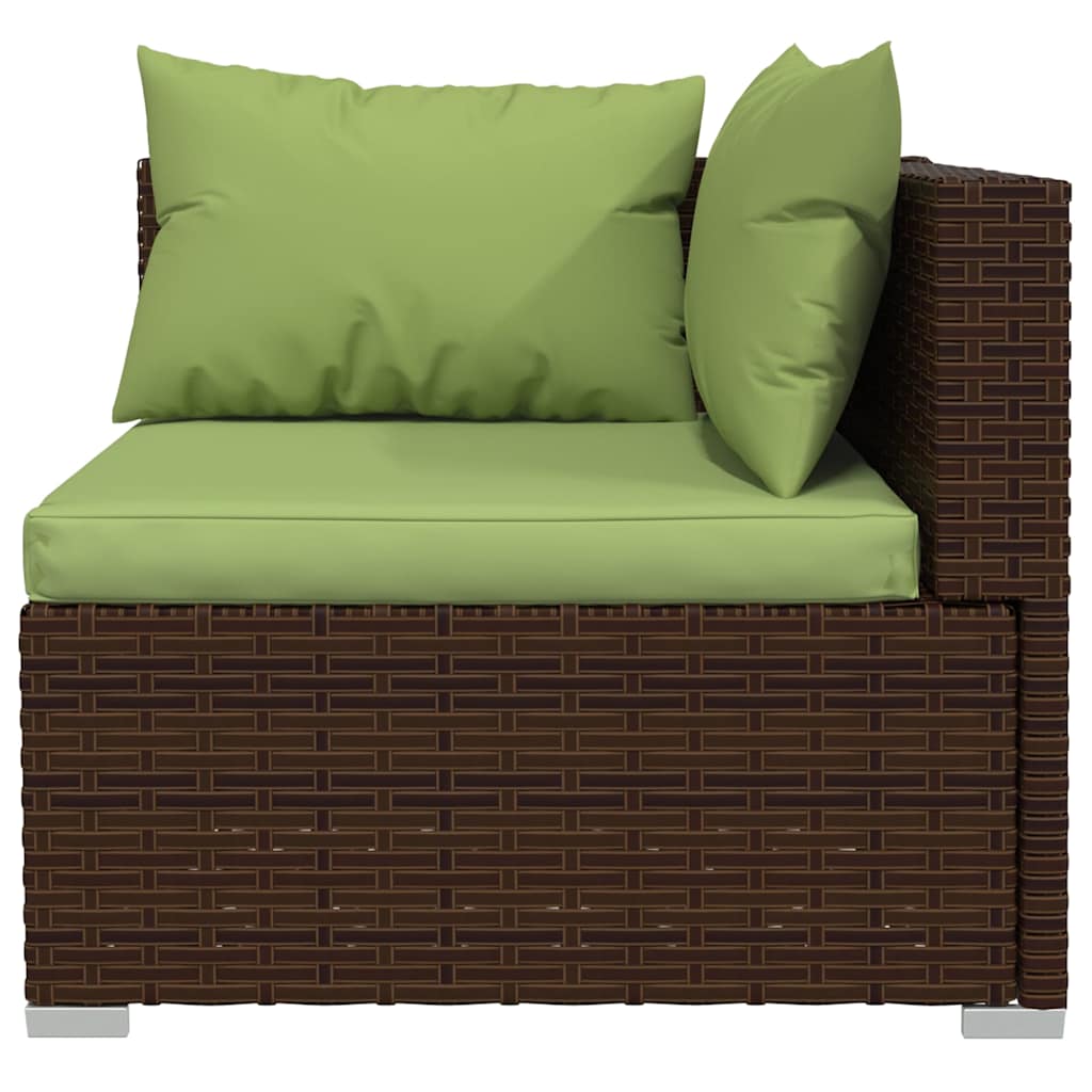 10 részes barna polyrattan kerti bútorszett párnákkal 6