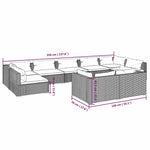 9 részes barna polyrattan kerti ülőgarnitúra párnákkal 7