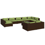 10 részes barna polyrattan kerti bútorszett párnákkal 2