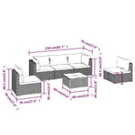 6 részes fekete polyrattan kerti ülőgarnitúra párnákkal 9