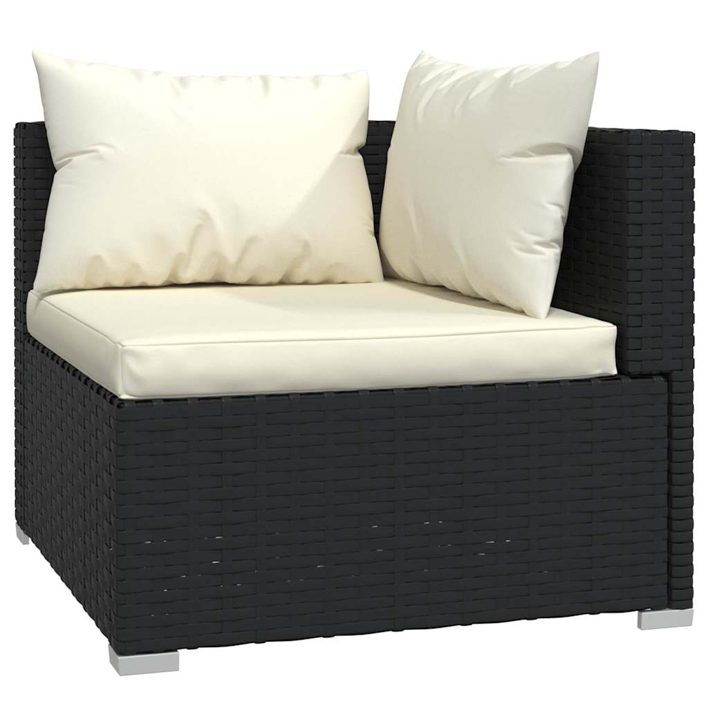 7 részes fekete polyrattan kerti ülőgarnitúra párnákkal 3