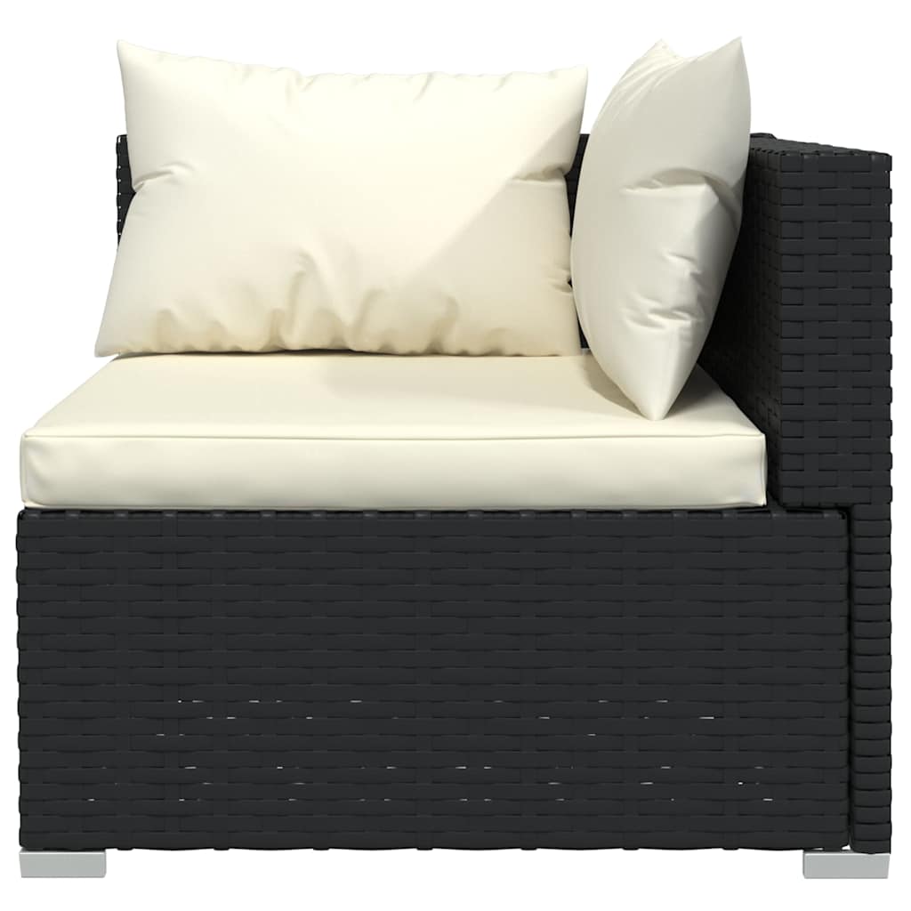 7 részes fekete polyrattan kerti ülőgarnitúra párnákkal 4