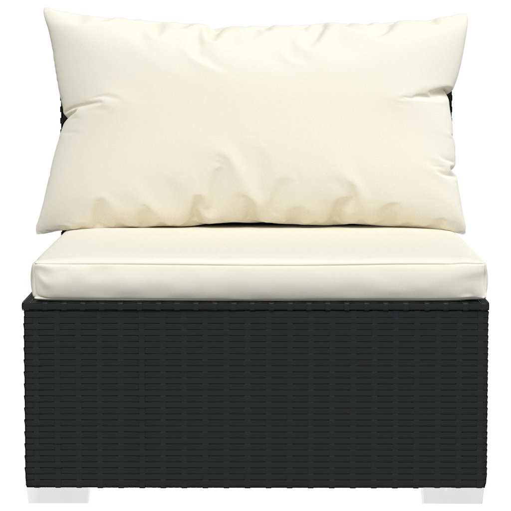 7 részes fekete polyrattan kerti ülőgarnitúra párnákkal 6