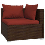 10 részes barna polyrattan kerti bútorszett párnákkal 3