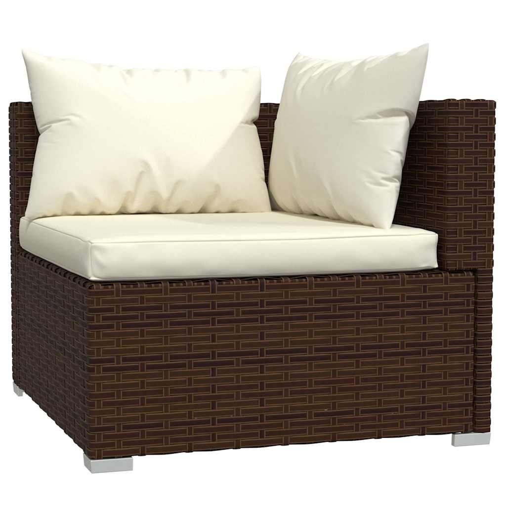 9 részes barna polyrattan kerti ülőgarnitúra párnákkal 3