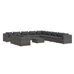 12 részes szürke polyrattan kerti ülőgarnitúra párnákkal 2