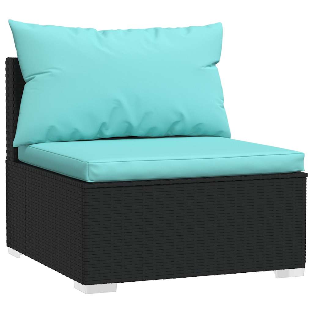 10 részes fekete polyrattan kerti ülőgarnitúra párnákkal 4