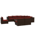 10 részes barna polyrattan kerti ülőgarnitúra párnákkal 2