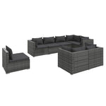 8 részes szürke polyrattan kerti ülőgarnitúra párnákkal 2