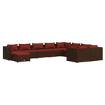 10 részes barna polyrattan kerti ülőgarnitúra párnákkal 2