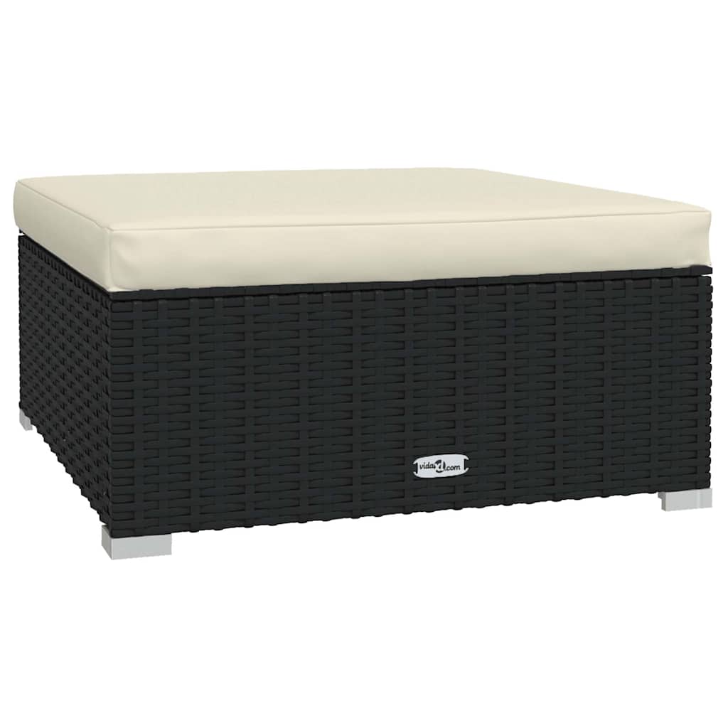 11 részes fekete polyrattan kerti ülőgarnitúra párnákkal 7