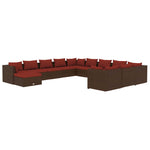 12 részes barna polyrattan kerti ülőgarnitúra párnákkal 2