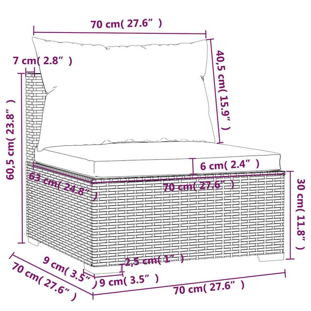9 részes barna polyrattan kerti ülőgarnitúra párnákkal 9