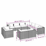 11 részes barna polyrattan kerti ülőgarnitúra párnákkal 7