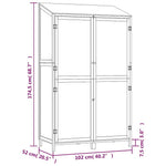Antracit tömör fenyőfa kerti fészer 102x52x174,5 cm 8