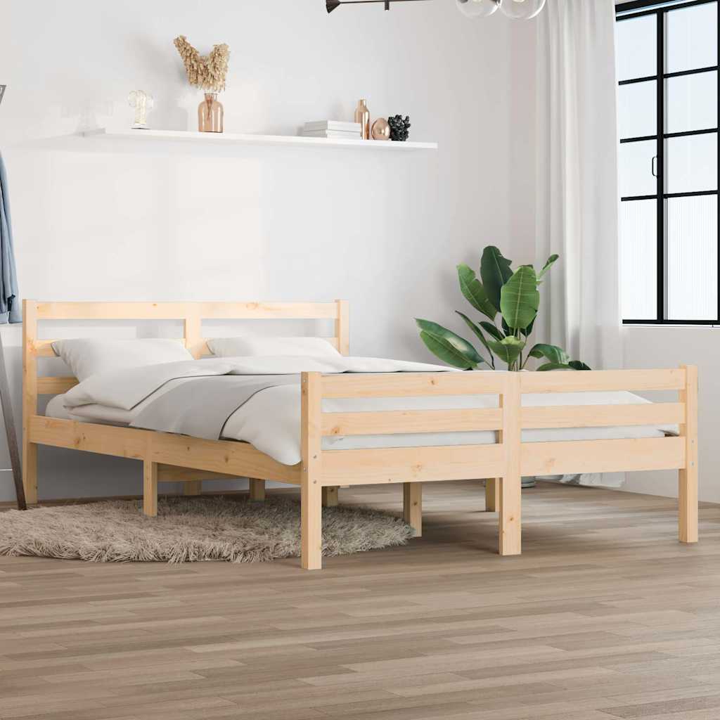 King Size tömör fa ágykeret 150 x 200 cm