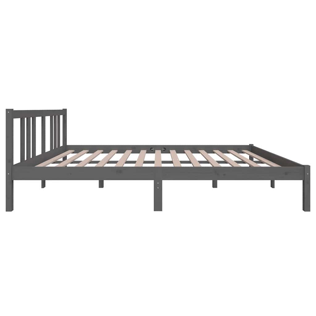 King Size szürke tömör fa ágykeret 150 x 200 cm 5