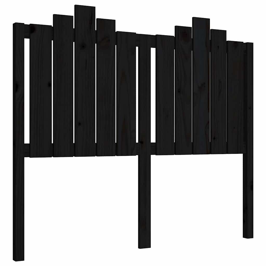Fekete tömör fenyőfa ágyfejtámla 126x4x110 cm 2