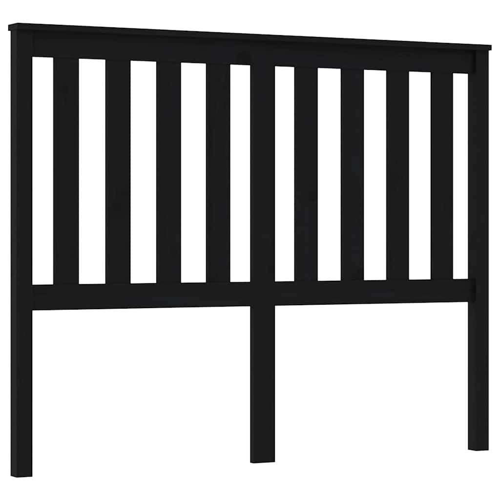 Fekete tömör fenyőfa ágyfejtámla 126 x 6 x 101 cm 2
