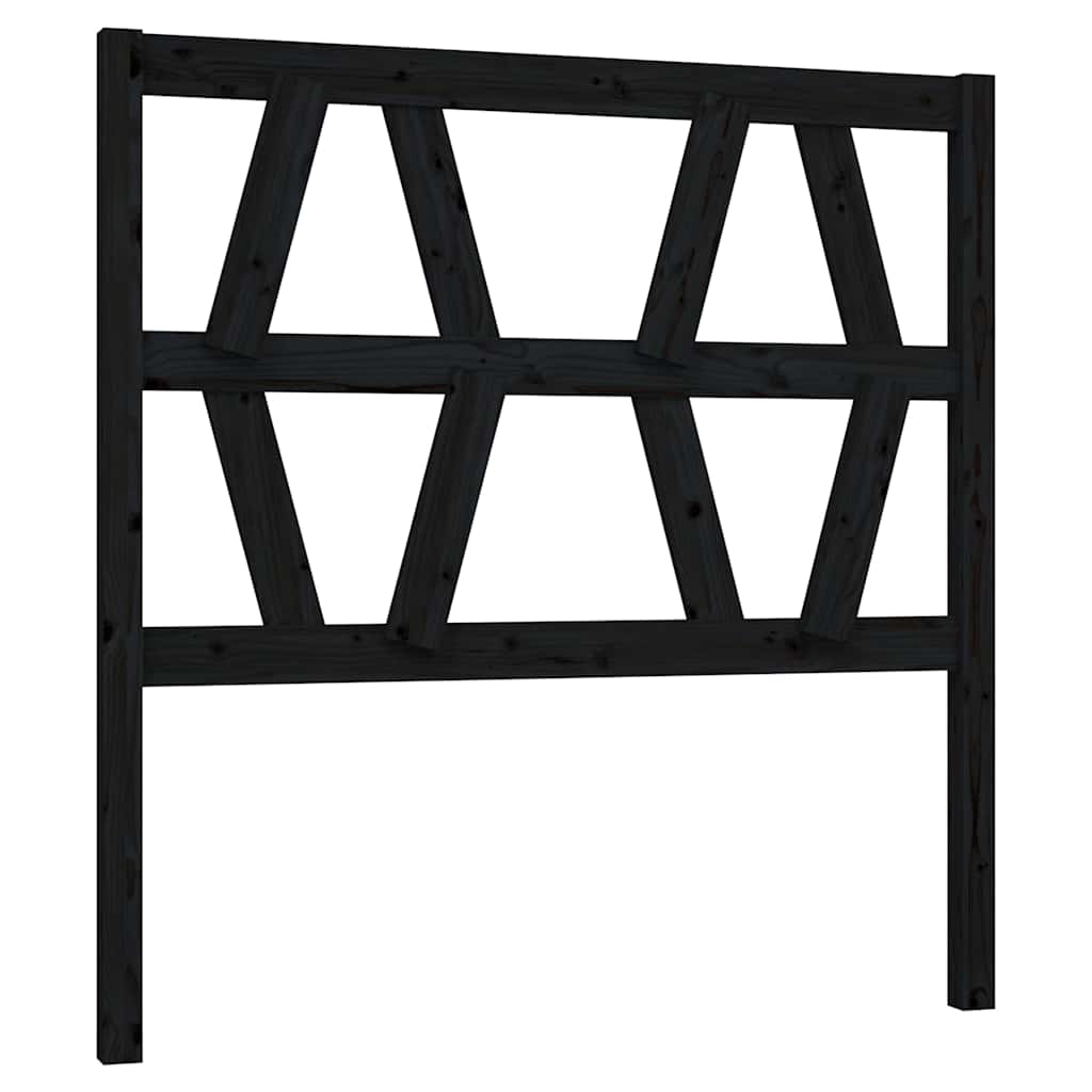 Fekete tömör fenyőfa ágyfejtámla 81 x 4 x 100 cm 2