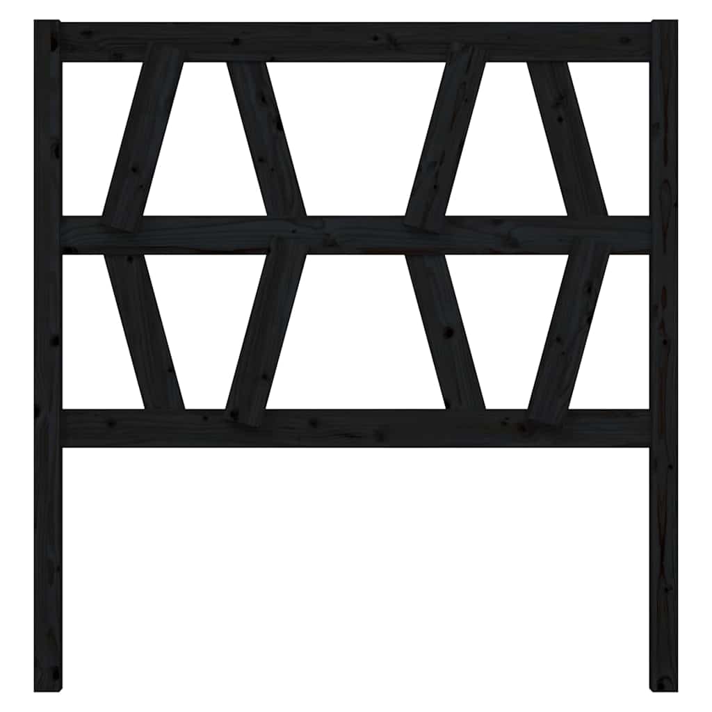 Fekete tömör fenyőfa ágyfejtámla 81 x 4 x 100 cm 3