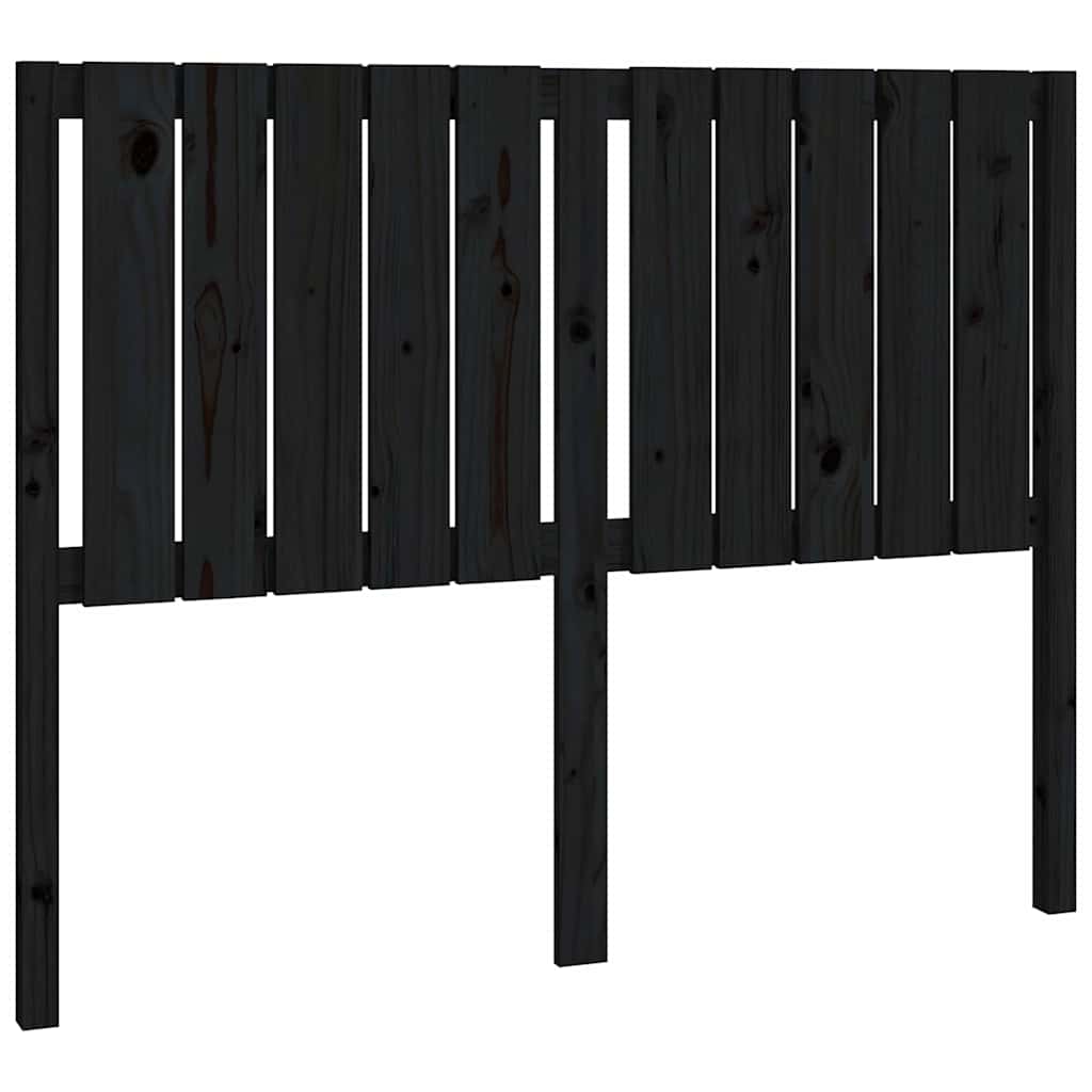 Fekete tömör fenyőfa ágyfejtámla 125,5 x 4 x 100 cm 2