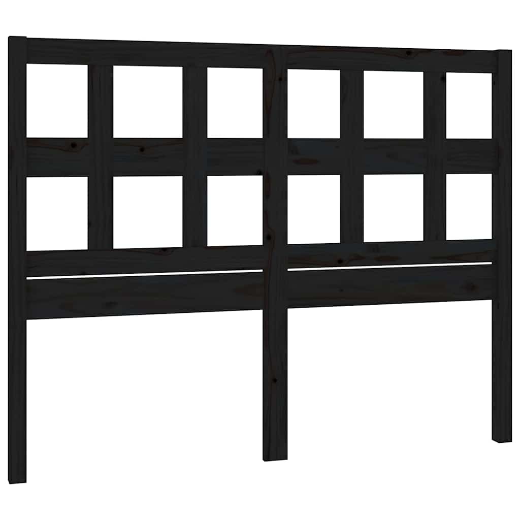 Fekete tömör fenyőfa ágyfejtámla 205,5x4x100 cm 2