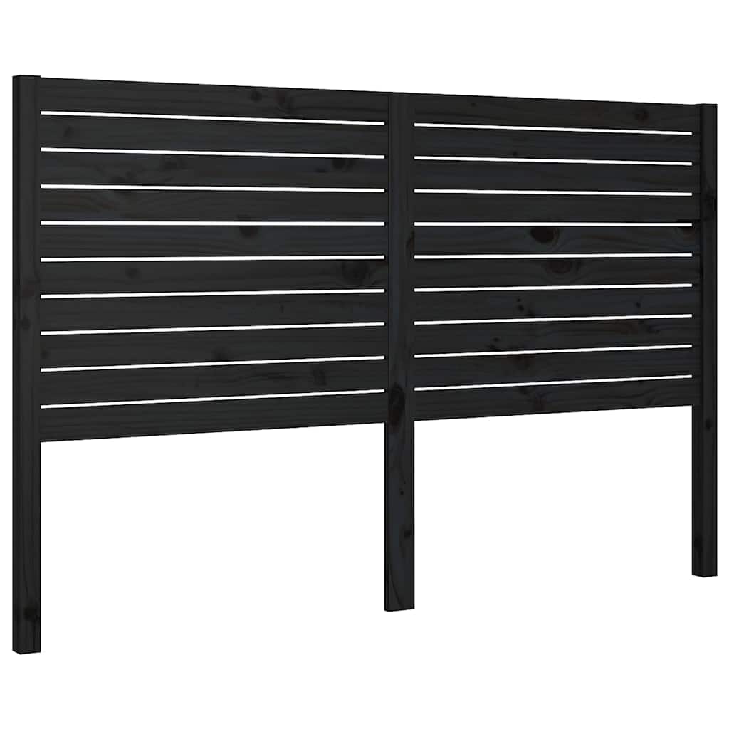Fekete tömör fenyőfa ágyfejtámla 156x4x100 cm 2