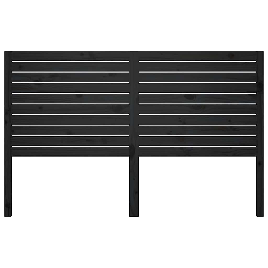Fekete tömör fenyőfa ágyfejtámla 156x4x100 cm 3