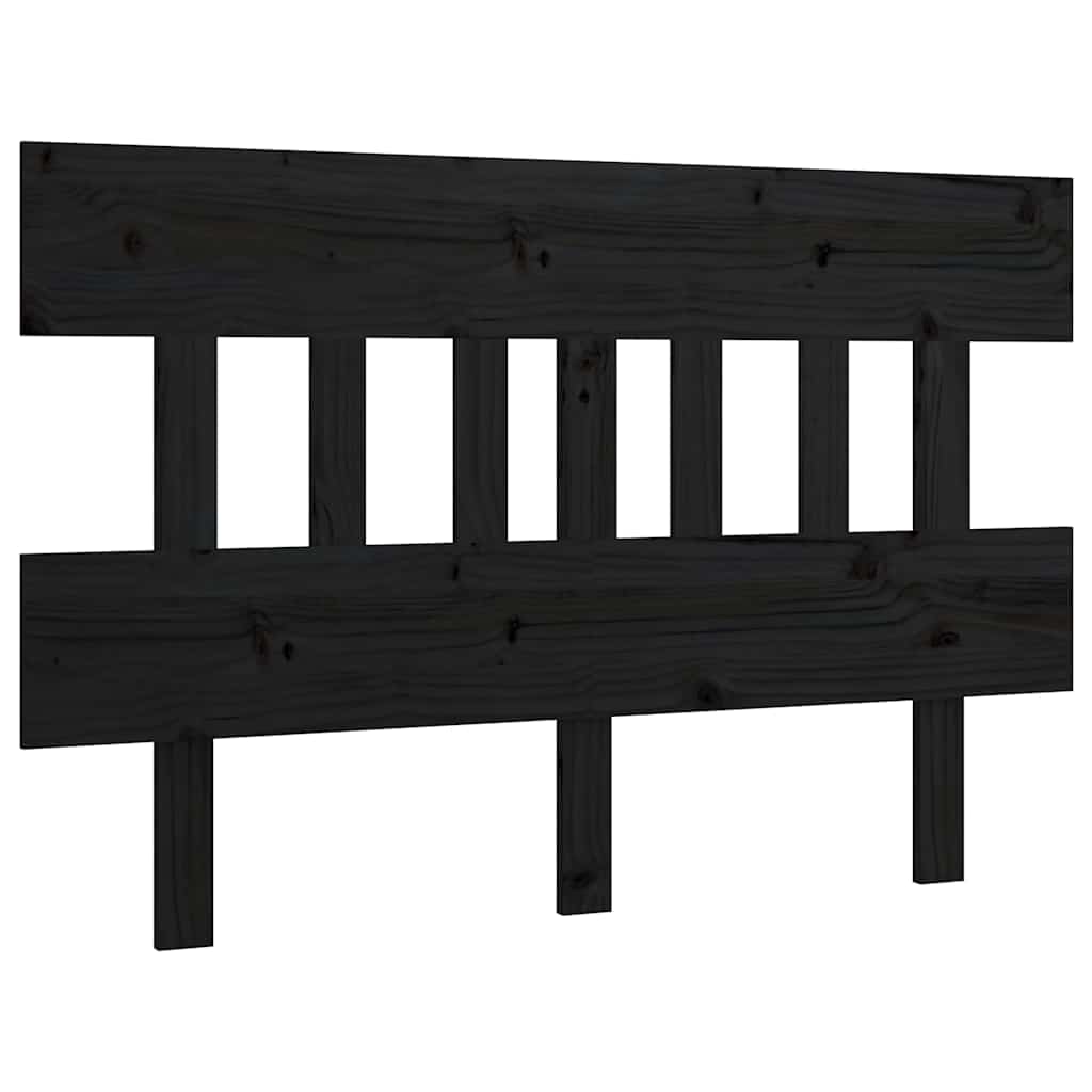 Fekete tömör fenyőfa ágyfejtámla 203,5x3x81 cm 2