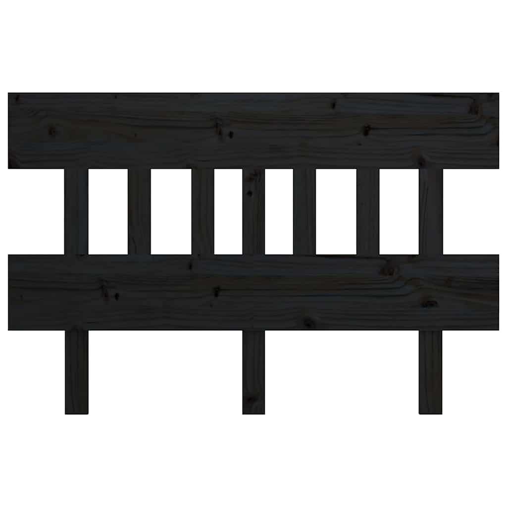 Fekete tömör fenyőfa ágyfejtámla 203,5x3x81 cm 3