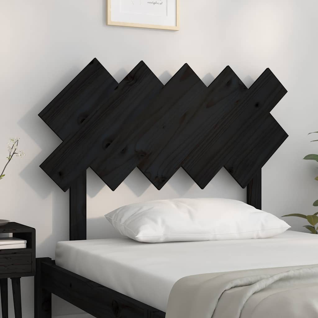 Fekete tömör fenyőfa ágyfejtámla 104x3x80,5 cm 3